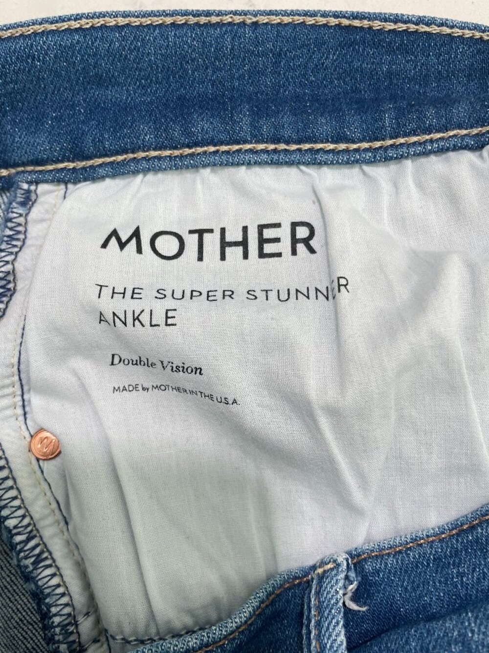 MOTHER The Super Stunner Ankle Jeans Double Vision Heart Pocket Boho HTF Sz 34 - Picture 7 of 13
